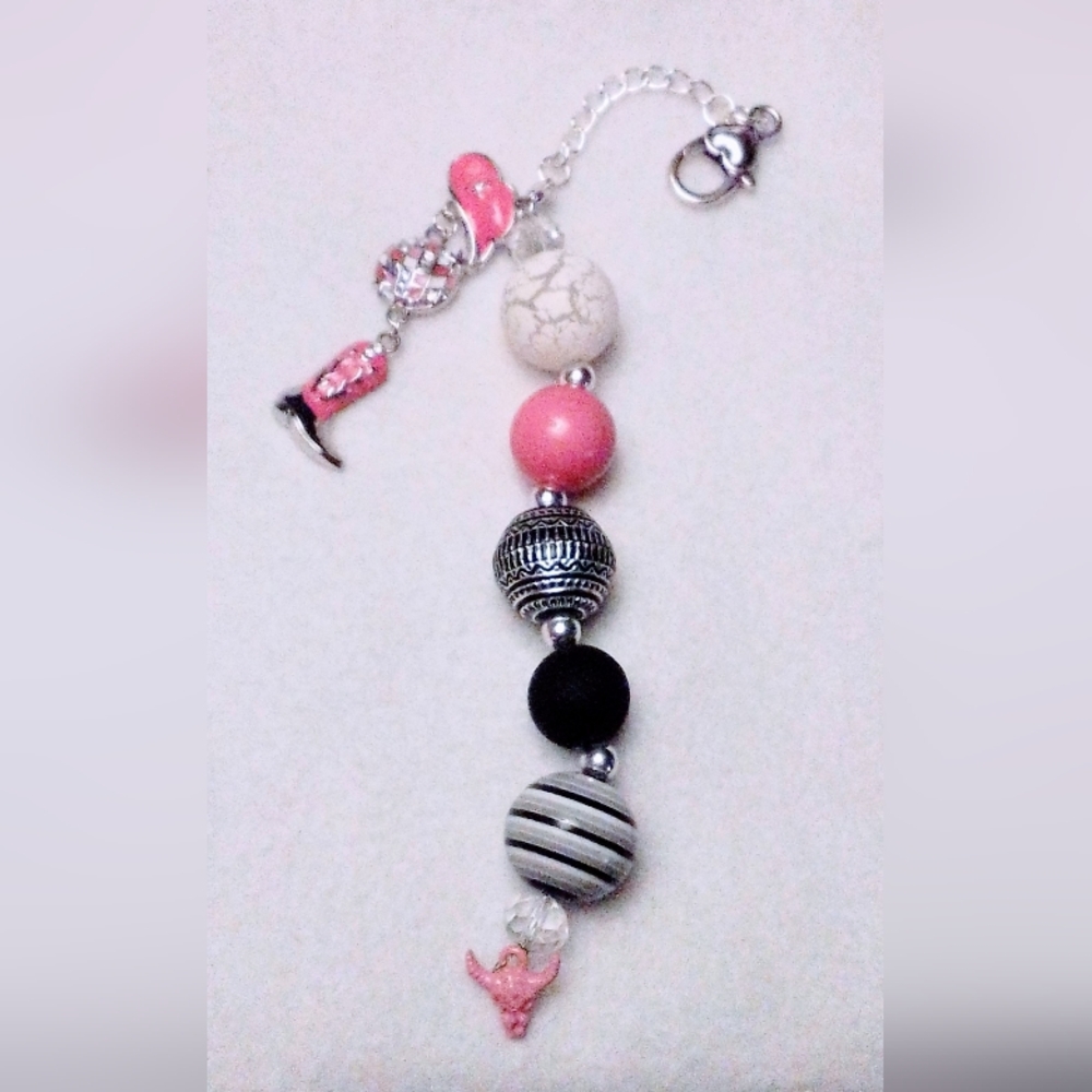 Pink and Western Planner 3 Ring Binder Charm Handmade NEW